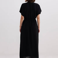 V-neck Gathered Maxi Dress -COL