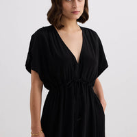 V-neck Gathered Maxi Dress -COL