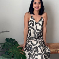 Midi Slip Dress in Black Stripes -COL - Stella Carakasi