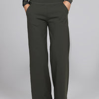 High Waist Wide Leg Pant, Loden Green -COL