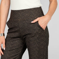 Nina Straight Leg Pant, Herringbone Camel -COL