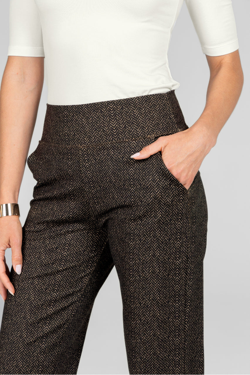 Nina Straight Leg Pant, Herringbone Camel -COL
