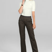 Nina Straight Leg Pant, Herringbone Camel -COL