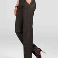 Nina Straight Leg Pant, Herringbone Camel -COL