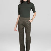 Nina Straight Leg Pants, Loden Tattersall -COL