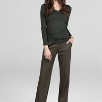 Nina Straight Leg Pants, Loden Tattersall -COL