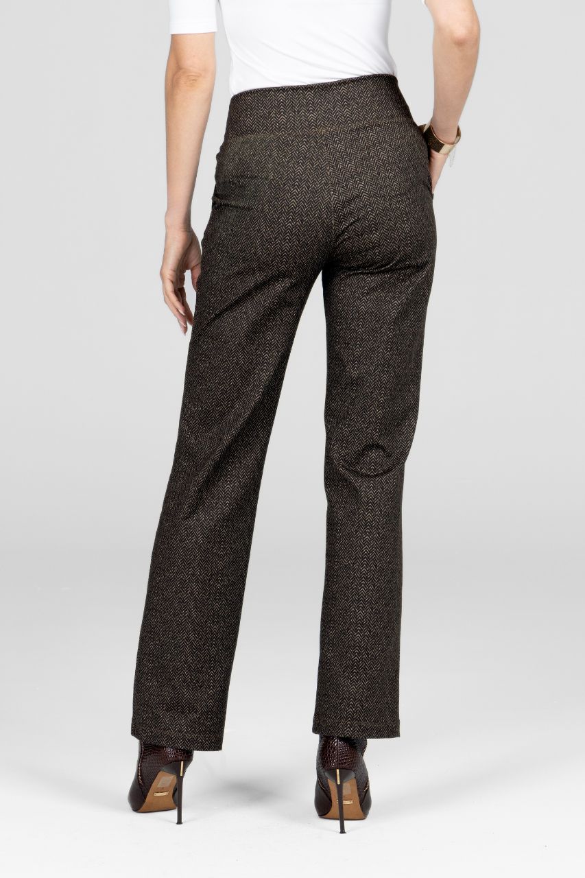 Nina Straight Leg Pant, Herringbone Camel -COL
