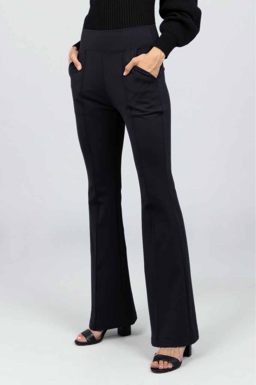 Victoria High Waist Flare Pant, Black Ponte - COL
