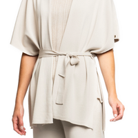 Melinda Belted Dropped Shoulder Cardigan, Beige -COL