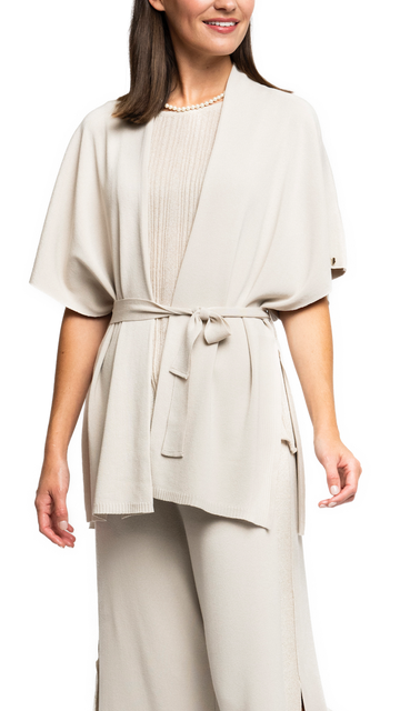 Melinda Belted Dropped Shoulder Cardigan, Beige -COL