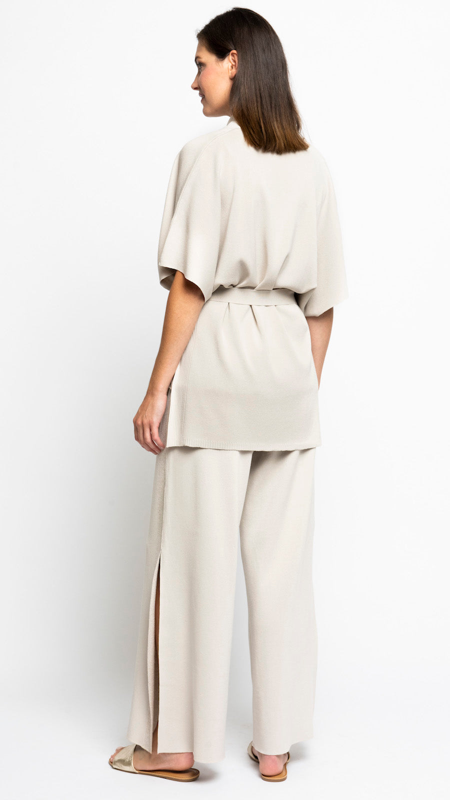 Melinda Belted Dropped Shoulder Cardigan, Beige -COL