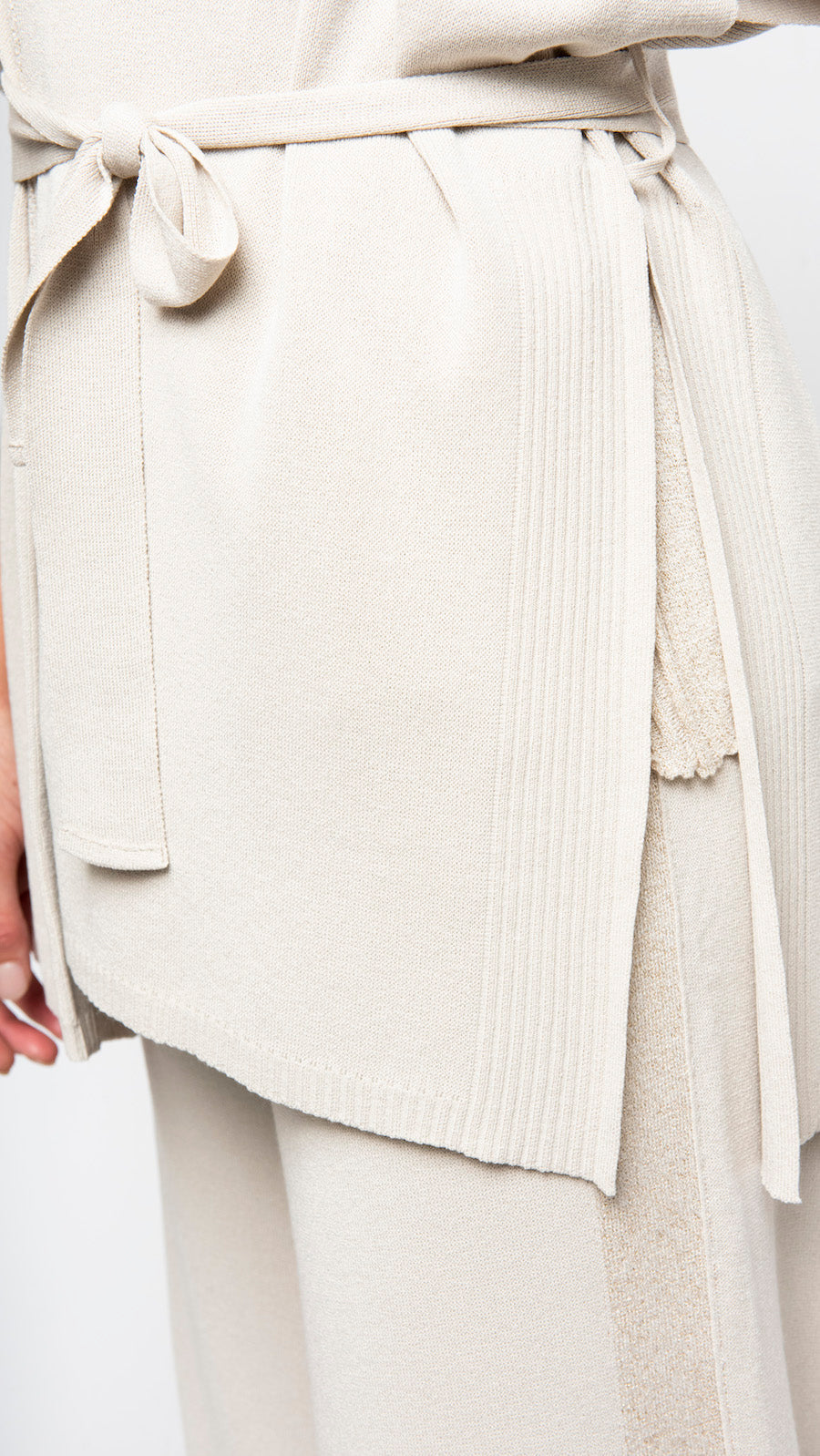 Melinda Belted Dropped Shoulder Cardigan, Beige -COL