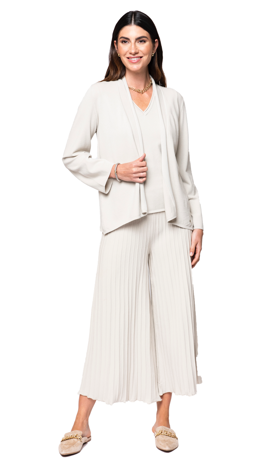Amy Shawl Collar Cardigan, Beige -COL