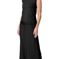 Geraldina Pleated-Knit Maxi Skirt, Black -COL