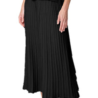 Geraldina Pleated-Knit Maxi Skirt, Black -COL