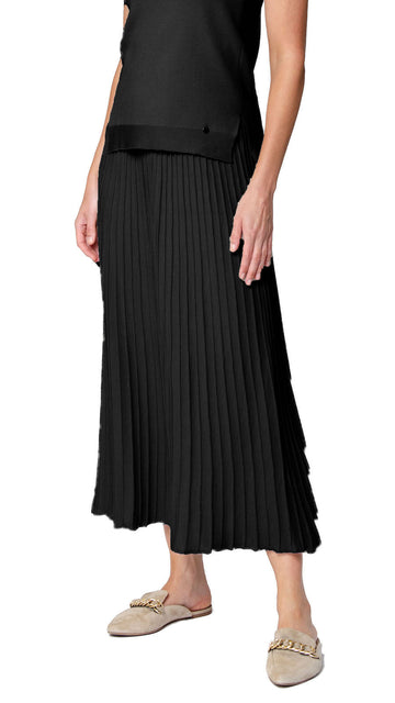 Geraldina Pleated-Knit Maxi Skirt, Black -COL