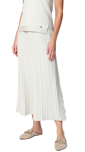 Geraldina Pleated-Knit Maxi Skirt, Beige -COL
