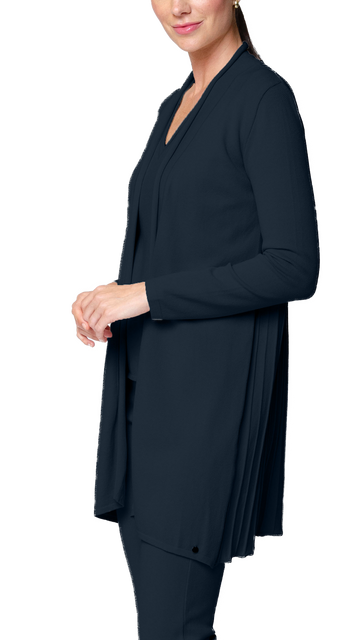 Amely Shawl Collar Mid-Length Cardigan, Dark Navy -COL