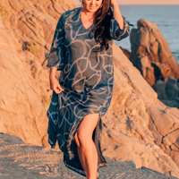 Maxi Dress with Side Slits in Abstract Stripes -COL - Stella Carakasi