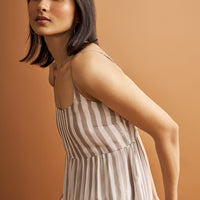 Strappy Tiered Maxi Dress in Beige Stripes -COL - Stella Carakasi