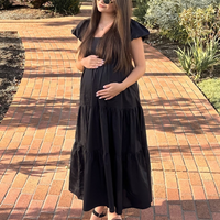 Puff Sleeve Tiered Maxi Dress in Black -COL - Stella Carakasi