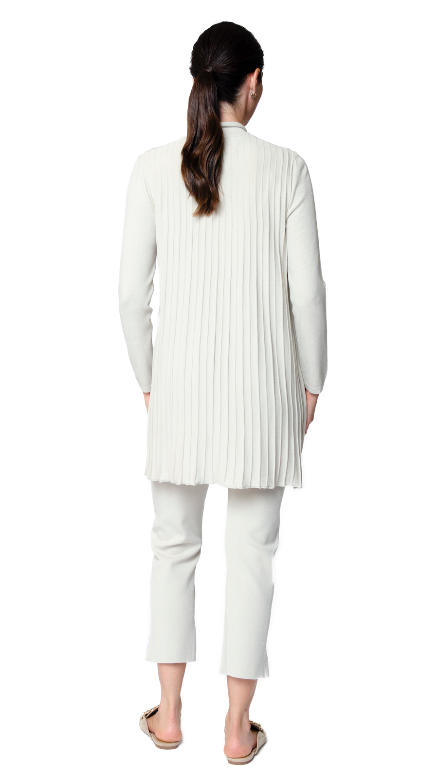 Amely Shawl Collar Mid-Length Cardigan, Beige -COL
