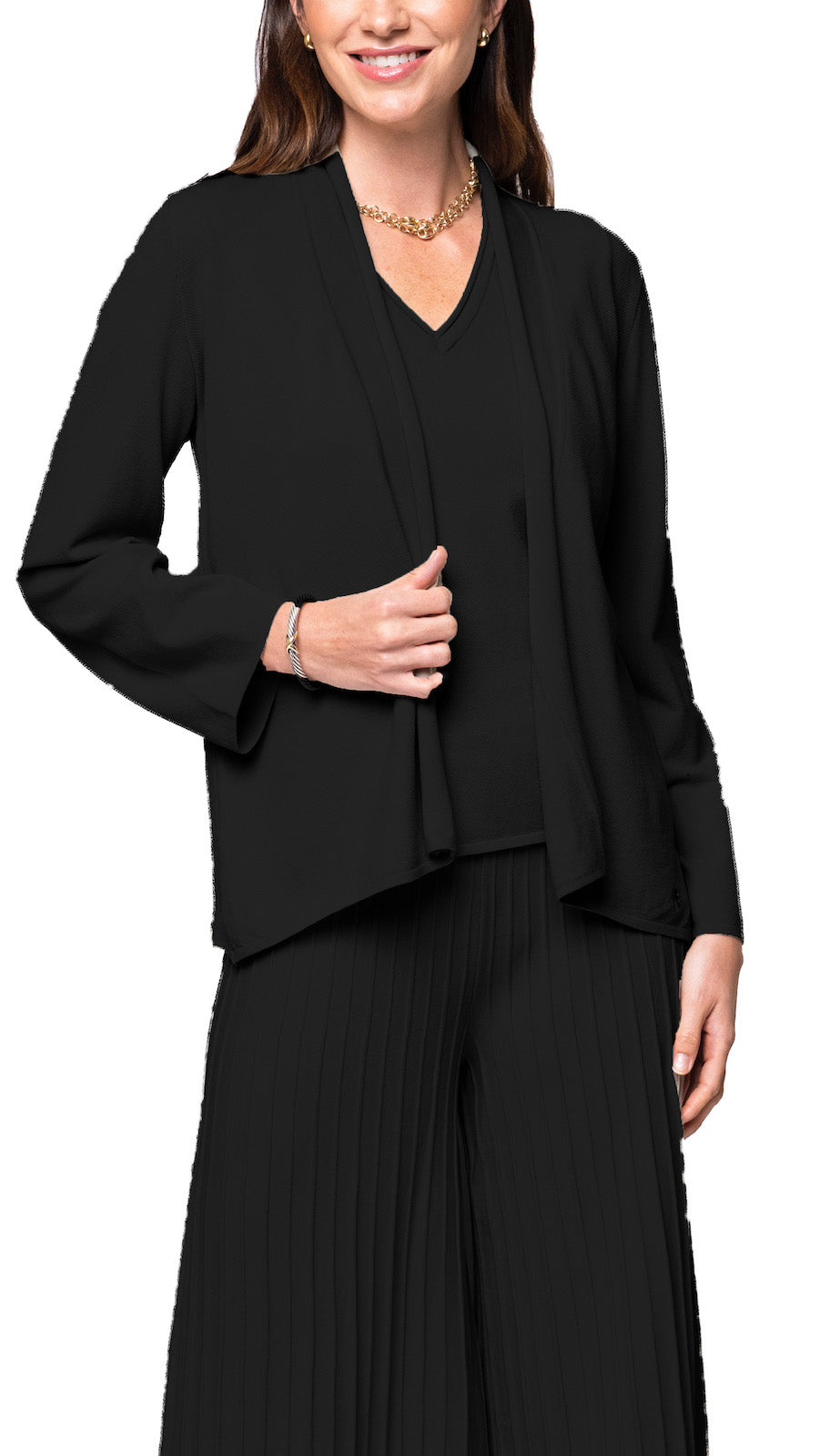 Amy Shawl Collar Cardigan, Black -COL