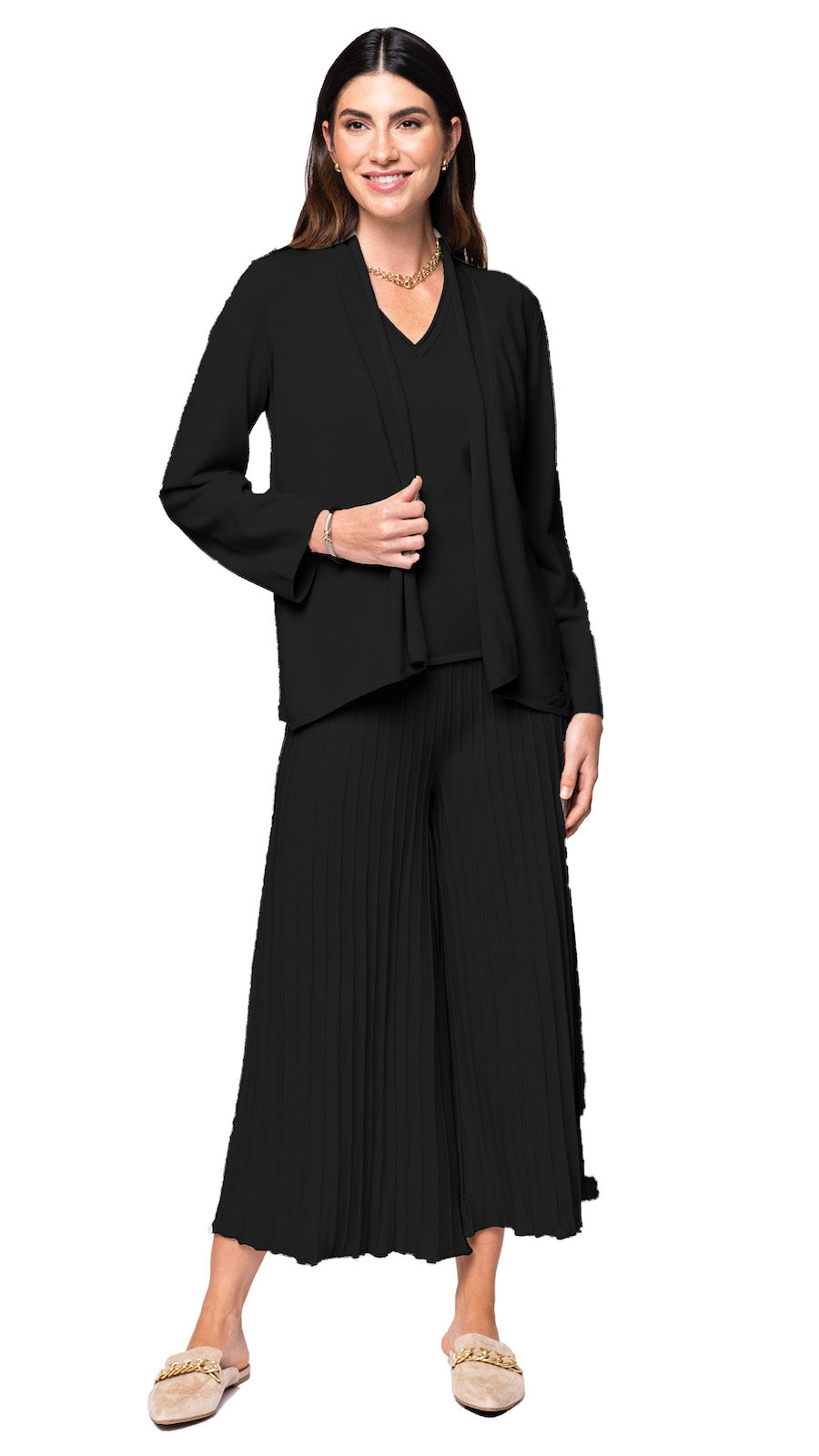 Amy Shawl Collar Cardigan, Black -COL