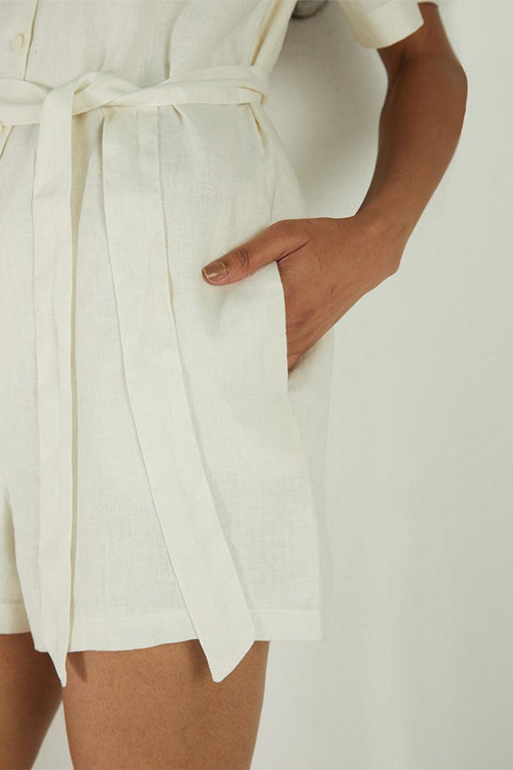 Barefoot in the Park Romper in Off-white -COL - Stella Carakasi