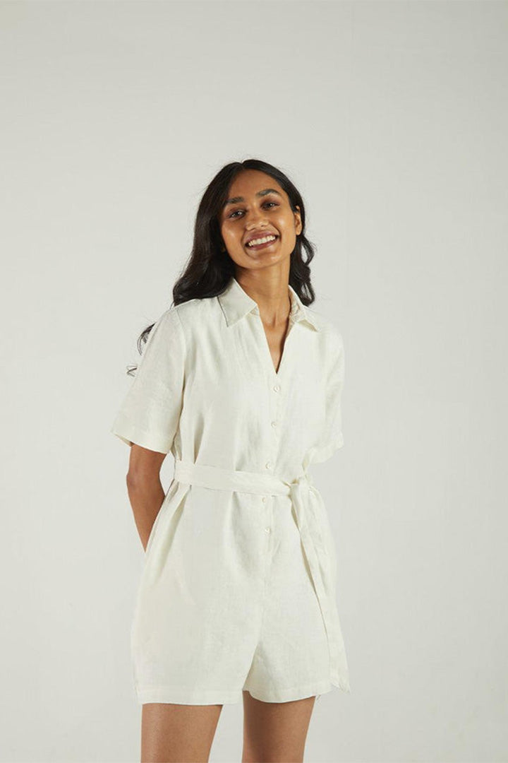 Barefoot in the Park Romper in Off-white -COL - Stella Carakasi