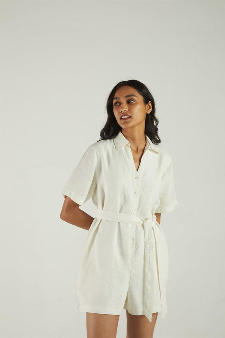 Barefoot in the Park Romper in Off-white -COL - Stella Carakasi