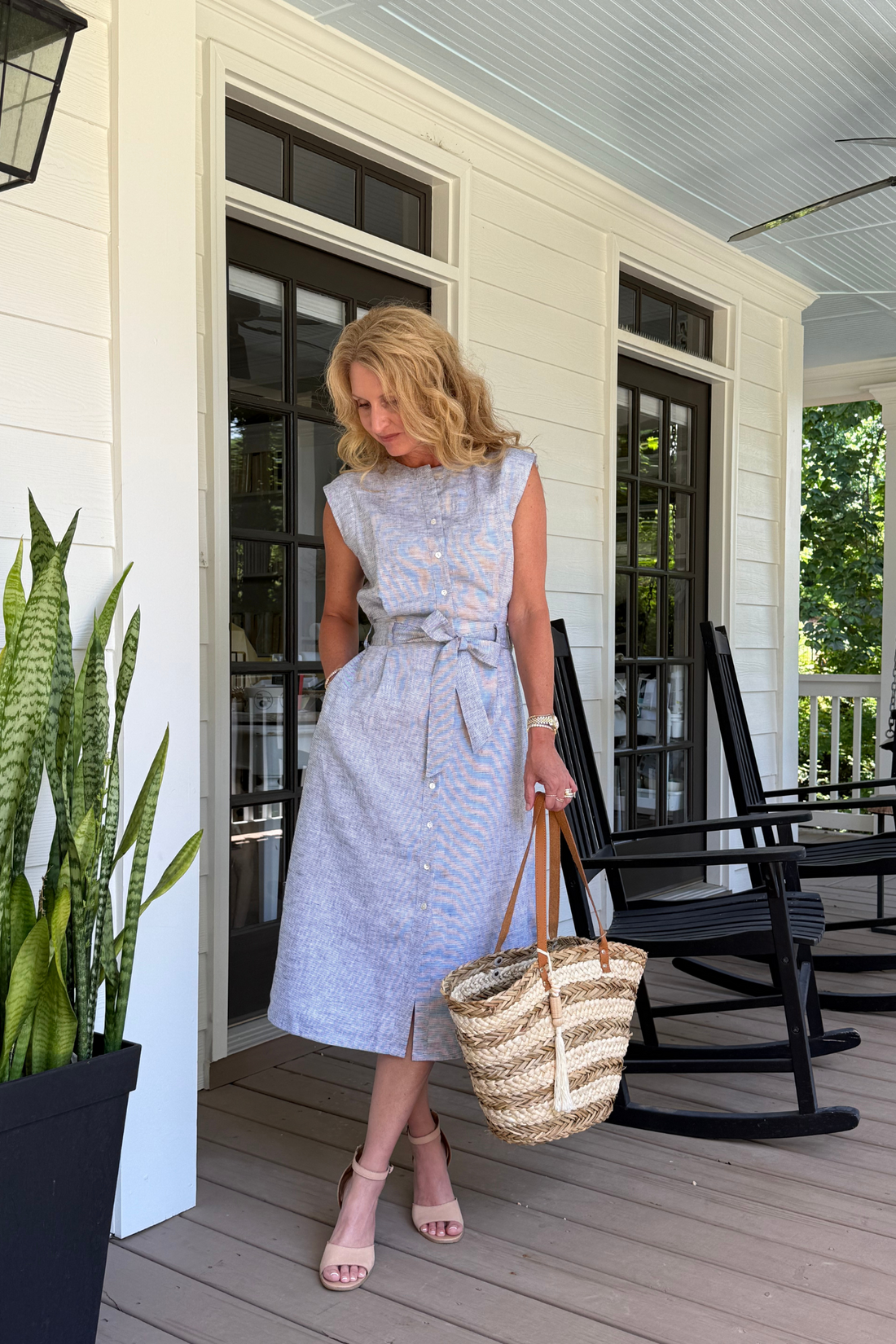 Back Cut Out Linen Dress -COL - Stella Carakasi