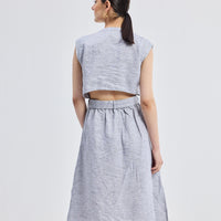 Back Cut Out Linen Dress -COL - Stella Carakasi