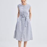 Back Cut Out Linen Dress -COL - Stella Carakasi