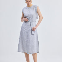 Back Cut Out Linen Dress -COL - Stella Carakasi