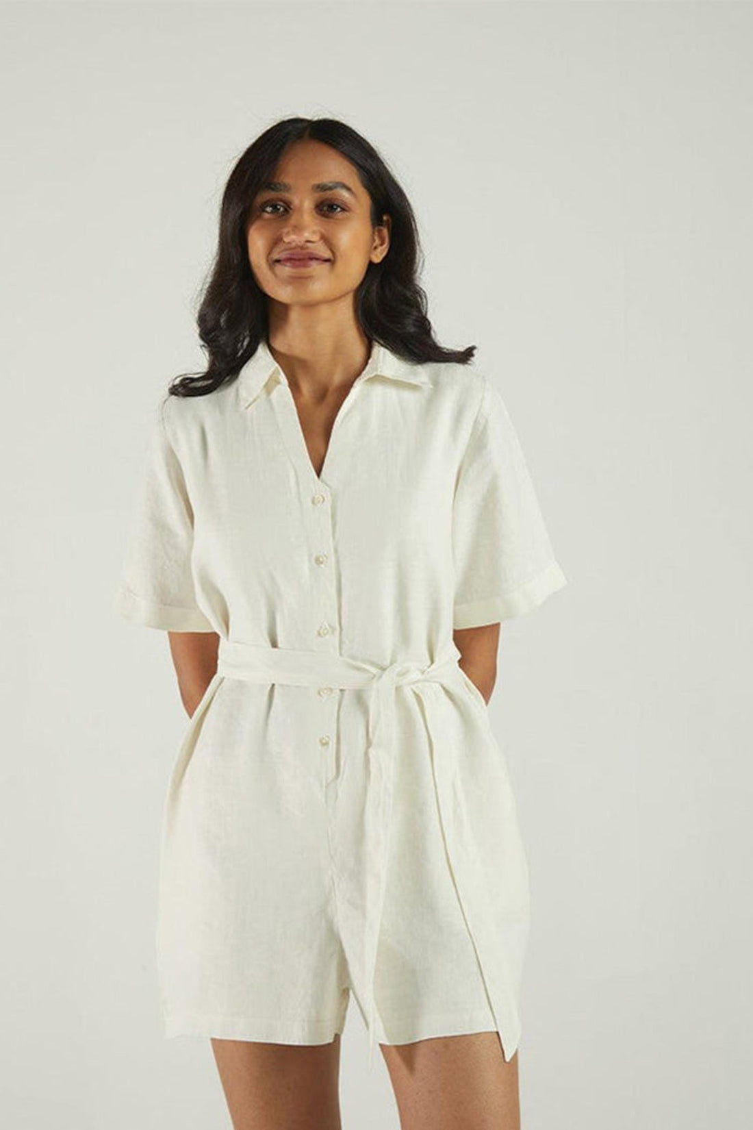 Barefoot in the Park Romper in Off-white -COL - Stella Carakasi