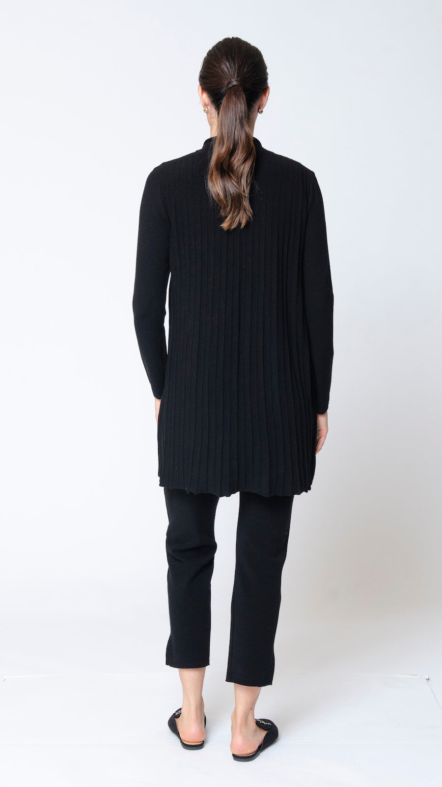 Amely Shawl Collar Mid-Length Cardigan, Dark Navy -COL