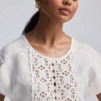 Boxy Top with Embroidered Lace Detail -COL - Stella Carakasi