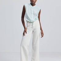 Button-down Shirt with Waist Drawstring in Stripes -COL - Stella Carakasi