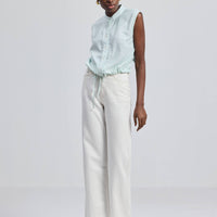 Button-down Shirt with Waist Drawstring in Stripes -COL - Stella Carakasi