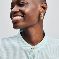 Button-down Shirt with Waist Drawstring in Stripes -COL - Stella Carakasi