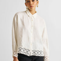 Button-down with Lace Shirt in Off-white -COL - Stella Carakasi