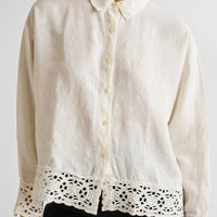 Button-down with Lace Shirt in Off-white -COL - Stella Carakasi