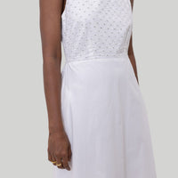 Cross-back Midi Dress in Eyelet Embroidery -COL - Stella Carakasi