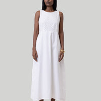 Cross-back Midi Dress in Eyelet Embroidery -COL - Stella Carakasi