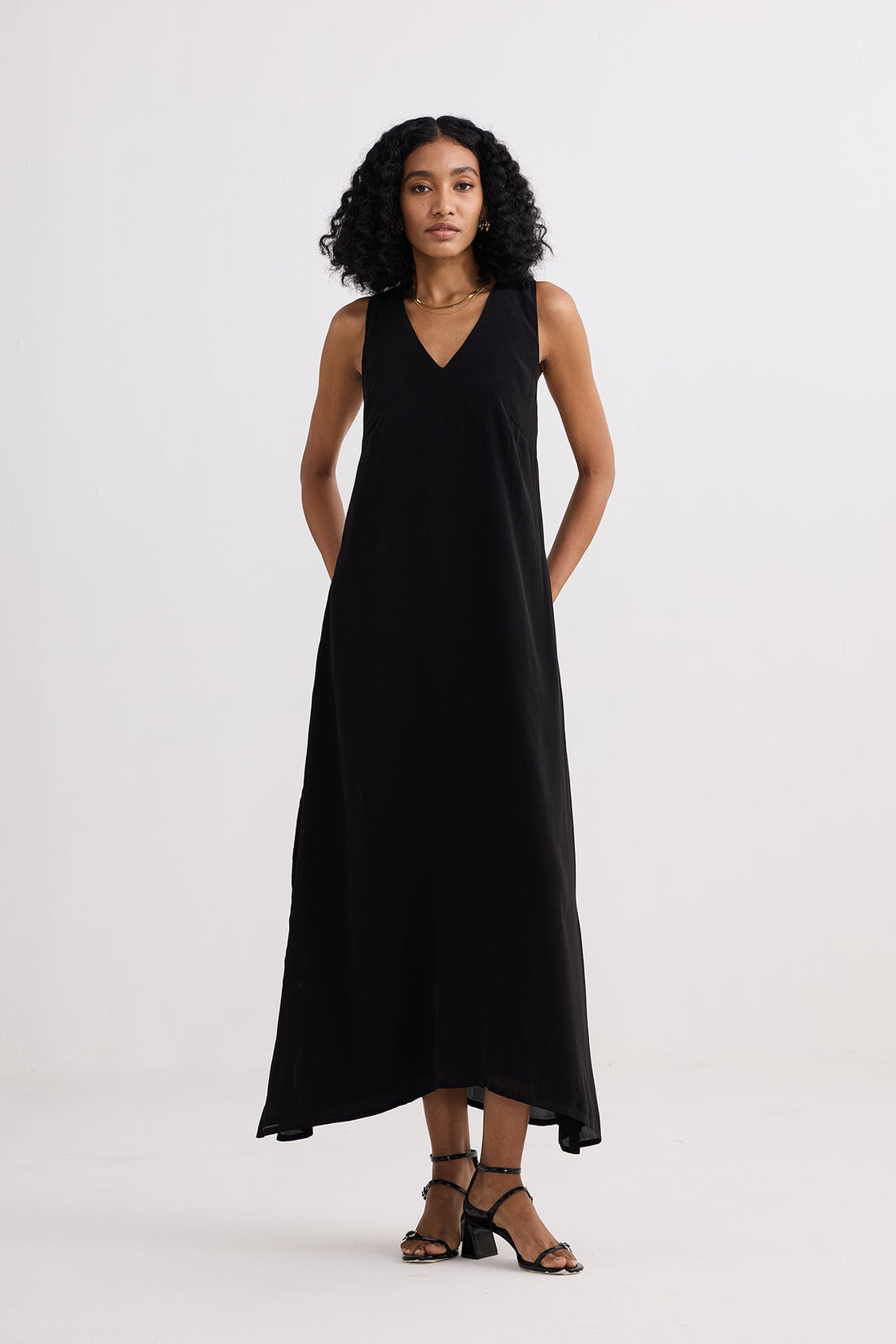 Crossed in Chic Sleeveless Maxi Dress in Black - Stella Carakasi