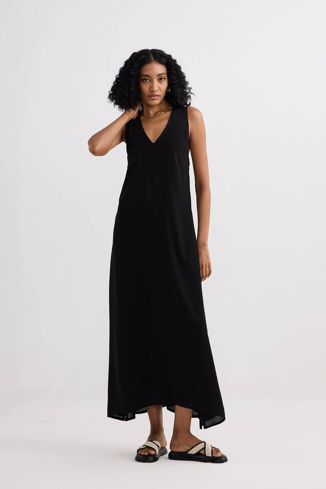 Crossed in Chic Sleeveless Maxi Dress in Black - Stella Carakasi
