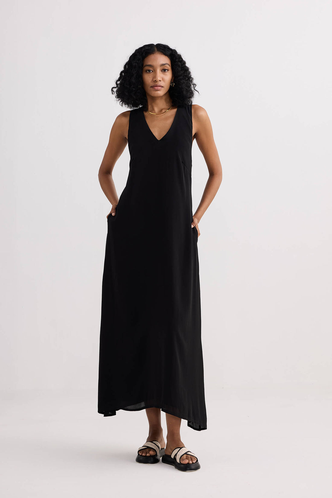 Crossed in Chic Sleeveless Maxi Dress in Black - Stella Carakasi