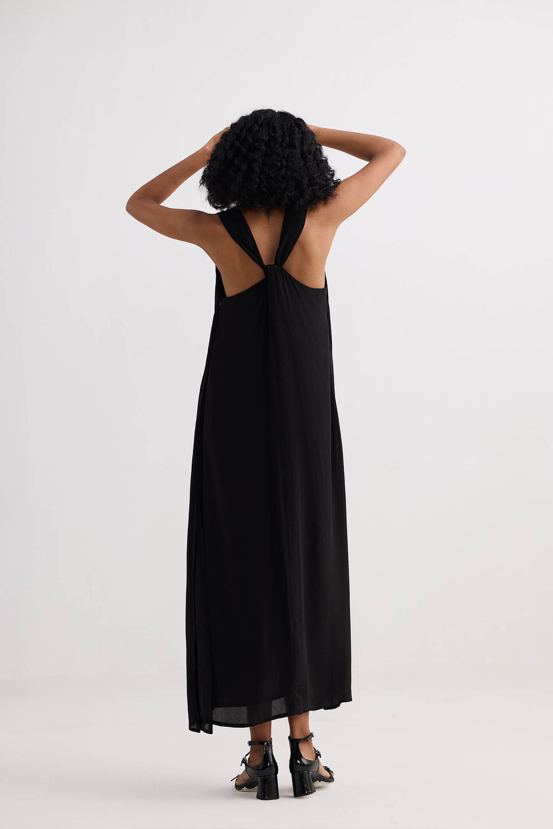 Crossed in Chic Sleeveless Maxi Dress in Black - Stella Carakasi