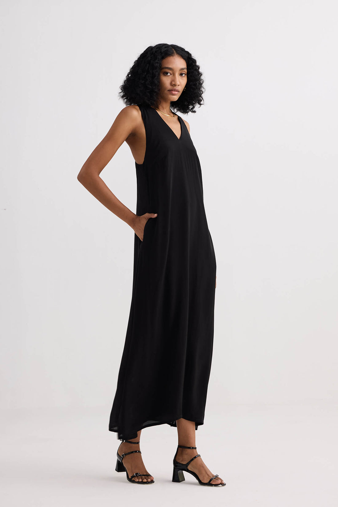 Crossed in Chic Sleeveless Maxi Dress in Black - Stella Carakasi